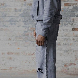 Pantalon de survêtement évasé oversize pour homme, effet délavé soleil et usé, style streetwear rétro - Product Image 3