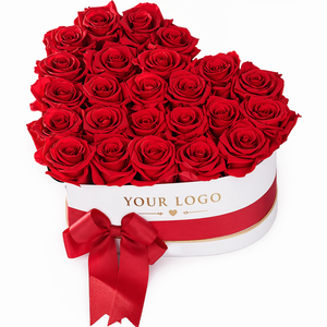 Grand Chelsea Eternal Rose Gift Box White Scarlet Accents Square Shape for Valentine's Day Mother's Day Gifts Made Natural - Product Image 1