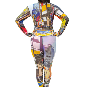 Mono Sublimado Personalizado, Corte Ajustado, con Cierre y Leggings – Conjunto de Mono Moderno para Streetwear - Product Image 4