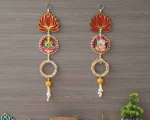 ชุดแขวนประตูดอกบัวทำมือพร้อมกำไล shubh labh สำหรับงานแต่งงานและตกแต่งบ้าน - Product Image 4