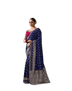 Sari en mousseline brodé Myra Rani Heritage Fendi pour femme - Tenue traditionnelle pour mariage et fêtes d'hiver, infroissable et anti-humidité - Product Image 1