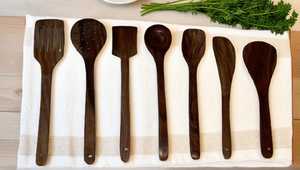 Nouveaux ustensiles de cuisine en bois, ensemble de cuillères en bois de Sheesham, lot de 8, de grande qualité à prix avantageux - Product Image 4