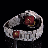 Jam Tangan Mekanik Berlian Stainless Steel Berkualitas Tinggi Mewah 40mm Analog Tampilan Tanggal Alarm Unisex Gelang Fashion 3BAR