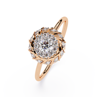 Bague halo en diamant de culture, plaqué or 14 carats, taille ovale, bijoux de fiançailles et de mariage pour femmes