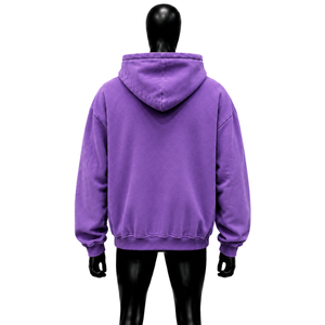 Sudadera con capucha morada extragrande para hombre con cremallera, diseño abstracto de cruz, forro polar lavado, estampado de puntos de algodón, corte regular - Product Image 2