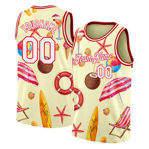 Camiseta de Baloncesto Sublimada Personalizada, Estampado Veraniego de Playa, Unisex, Adulto, Sin Mangas, Transpirable, de Poliéster, con Nombre del Equipo 00 - Product Image 4