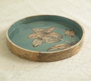 Plateau rond en bois à prix abordable, assiettes à dîner, plateau de service en bois de manguier, plateaux en bois, décoration intérieure, articles de cuisine, plateau à thé et café - Product Image 5