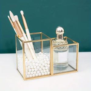 Multipurpose Decorative Metal And Glass Makeup Organizer For Vanity Bathroom Countertop And Bedroom Storage - Product Image 3