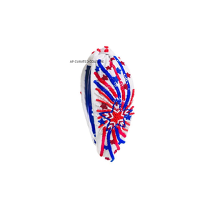 Bandeaux à nœuds brodés à la main en forme de cœur, perles aux couleurs patriotiques du 4 juillet – Le bandeau perlé le plus vendu pour femmes - Product Image 6