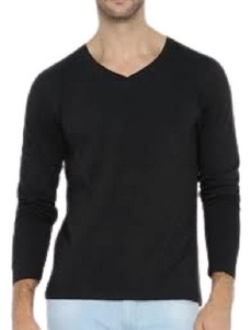 Camiseta de Manga Larga para Hombre, Cuello en V, Corte Regular, Cómoda, Mezcla de Algodón - Product Image 3