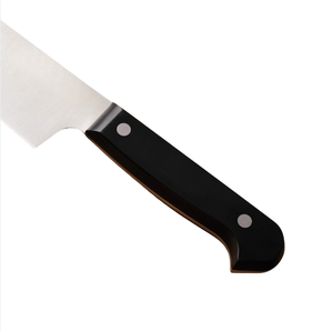 Ensemble de couteaux de cuisine noir, argent et beige avec manches rivetés, bloc de rangement, ciseaux et aiguiseur pour trancher, hacher et cuisiner - Product Image 4