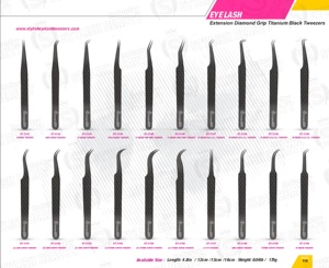 Pinzas de extensión de pestañas de acero inoxidable negro Plasma de diseño personalizado Agarre de diamante con punta puntiaguda Etiqueta privada - Product Image 6