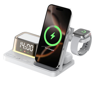 Station de recharge sans fil 3 en 1 JEDI Folding2026 avec réveil et lumière d'ambiance - Product Image 1