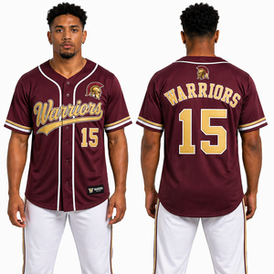 Camiseta de Béisbol Azul Bordada Personalizada, Uniforme Deportivo con Botones Delanteros de Poliéster, Proveedor OEM, Fabricante al por Mayor - Product Image 2