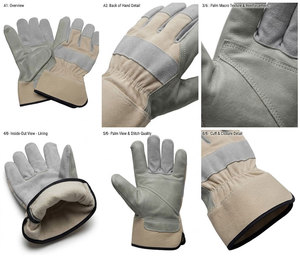 Gants de travail en cuir de vachette pleine fleur renforcé de qualité supérieure, protection des jointures, dos en tissu, certifiés CE, anti-coupure, anti-choc pour - Product Image 4