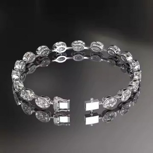 White Rhodium Plated Moissanite Diamond Bracelet & Bangle Round in 18K Yellow Gold Cut Jewelry - Product Image 4