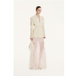 Faldas Largas Elegantes para Mujer al por Mayor, Falda MILAN EMB FEATHER 73% Cupro 27% Poliéster, Faldas Largas para Mujer para Todas las Temporadas - Product Image 5