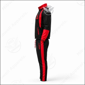 Conjunto deportivo de chándal para mujer DST 1913 negro y rojo HBCU, diseño nuevo y personalizado - Product Image 3