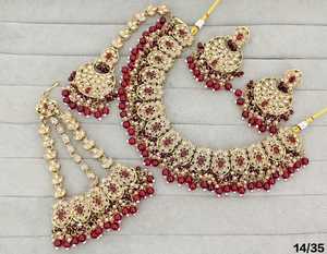 Ethnic Antique Gold Plated CZ Choker Necklace Set Beaded Drop <b>Floral</b> Cluster Bridal Jewelry Set With Earrings Mang Tika And Pasa - Product Image 4