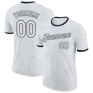 Maillot de football personnalisé sublimé, blanc, polyester, manches courtes, col rond, unisexe, respirant, impression du nom de l'équipe, taille adulte - Product Image 1