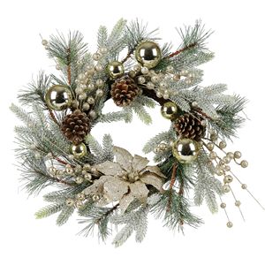 Corona Navideña de 20 Pulgadas con Luces Cálidas, Decoración para Puerta, Guirnalda Festiva para Entrada - Product Image 1