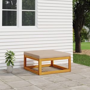 Repose-pieds de jardin standard 100% polyester en bois d'acacia massif couleur taupe, mobilier de patio - Product Image 1
