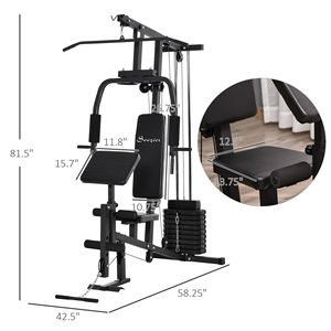 Station de musculation multifonctionnelle pour la maison, hub d'exercices complet - 58,25 L x 42,5 W x 81,5 H, banc de musculation noir - Product Image 2