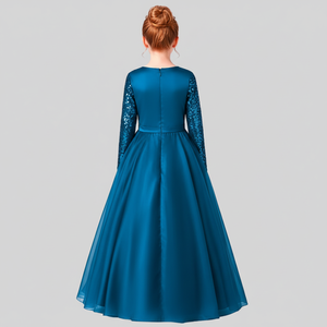 Robe de soirée princesse en velours brodé de sequins Morpichh pour filles, en tulle souple, pour événements, vente en gros OEM ODM - Product Image 6