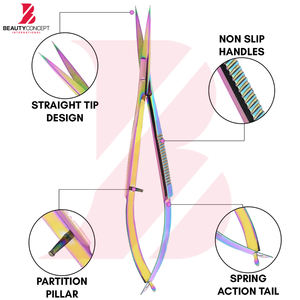 Ciseaux de beauté à ressort en acier inoxydable anti-rouille, personnalisables avec logo, couleur arc-en-ciel, très demandés, pour modelage et finition, OEM/ODM disponible - Product Image 5