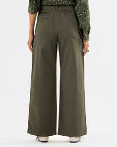 Nouveautés - Pantalon élégant vert olive à double boutonnage et taille haute pour femme - Parfait pour les looks décontractés et semi-formels - Product Image 5