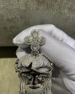 Best Quality Iced Out Jesus Face Pendant <b>Necklace</b> Black Gun Plated Cubic Zirconia Mens Religious Hip Hop Style Jewelry Gift - Product Image 4
