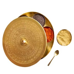 Stylish <b>Spice</b> <b>Storage</b> Container Metal with Decorative Lid Organizer for Kitchen Masala Herbs and Seasoning Use - Product Image 3