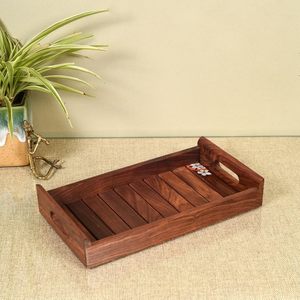 Bandeja de Servir de Madera Maciza Hecha a Mano con Asa, Diseño Simple y Elegante, Disponible con Acabado Natural Personalizado, al Mejor Precio - Product Image 4