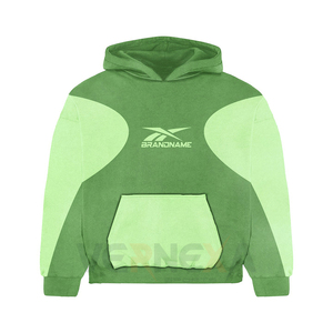Ensemble de survêtement personnalisé léger grande taille avec panneaux, pantalon évasé délavé à l'acide, sweat à capuche streetwear avec panneaux latéraux, en coton - Product Image 3