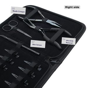 Kit de herramientas multifunción para extensiones de cabello negro con alicates para cerrar y abrir cuentas, agujas curvas para extensiones, mini tijeras y pinzas para el cabello. - Product Image 4