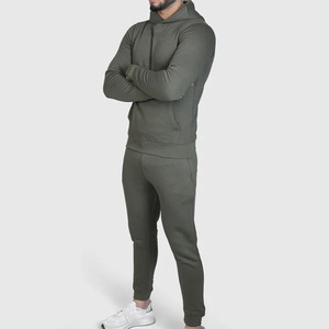 Survêtements d'hiver en molleton respirant imprimé uni, unisexe, avec logo personnalisé, ensemble deux pièces pour l'entraînement sportif et le jogging, vente en gros - Product Image 3