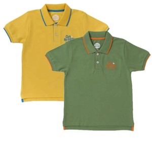 Polo décontracté pour garçon à manches courtes, col rond, en tissu tricoté, motif uni, technique délavée, modèle vierge - Product Image 2