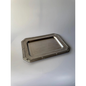 Bandeja de Servicio de Acero Inoxidable de Diseño Simple y Lujoso con Plato Rectangular Decorativo de Color Plateado para Hotel y Catering - Product Image 1