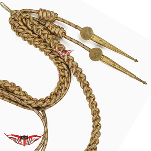 Aiguillette de parade tressée dorée, Aiguillette d'épaule, Aiguillette générale, Aiguillette générale à tresse dorée avec pointe métallique - Product Image 2