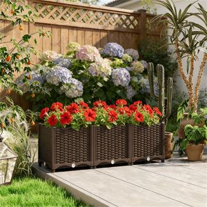 Fioriera Rialzata Marrone per Giardino e Vaso da Esterno - Pratica Cassetta per Piante e Fiori - Product Image 1