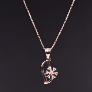 Super Offre Promotionnelle : Collier Pendentif Flocon de Neige Tendance Plaqué Or Rose Classique avec Sertissage clos et Pierres CZ, Fait Main pour Femme, Vente en Gros - Product Image 2