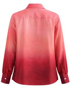 Camisa de Manga Larga para Mujer, Color Degradado de Rosa Claro a Rojo Intenso, Estilo Casual para Oficina, Fabricante de Blusas Personalizadas OEM - Product Image 2