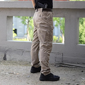 Men's Slim High Waist Cargo Pants with <b>Side</b> <b>Zip</b> Pocket Relaxed Fit Twill Joggers Casual <b>Side</b> Pockets - Product Image 5