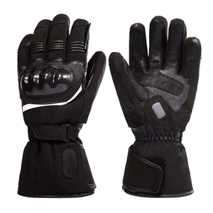 Racing Gloves Full <b>Finger</b> Leather Windproof Adjustable Wrist <b>Strap</b> Unisex Outdoor Riding Protection Black - Product Image 1