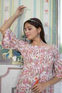 Vestido corto indio estampado a mano para mujer, vestido informal de algodón para verano, estilo bohemio, hermoso vestido maxi. - Product Image 2