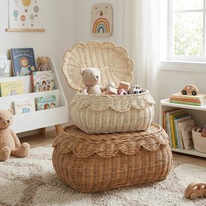 Natural Rattan <b>Basket</b> <b>Storage</b> for Laundry Hamper and Toy Boxes Organizer Eco-friendly Made in Vietnam - Product Image 4