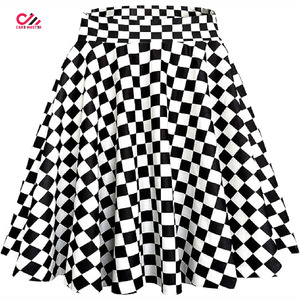 Jupe trapèze en laine à carreaux pour femme, fabriquée au Pakistan, longueur genou, avec poches, taille ajustable, style automne - Product Image 3