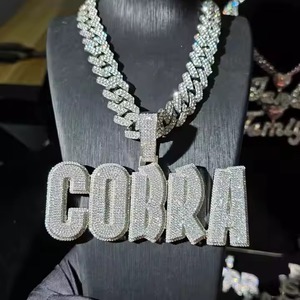 Pendentif Lettre COBRA en Moissanite + Alliage d'Argent 925, Bijou Thème Hip-hop Unisexe - Product Image 2