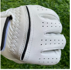 <b>Men</b> <b>Leather</b> Golf <b>Gloves</b> White With <b>Black</b> Trim Wrist Length Durable Classic Style For Spring Summer Sports All Season Golf <b>Gloves</b> - Product Image 5