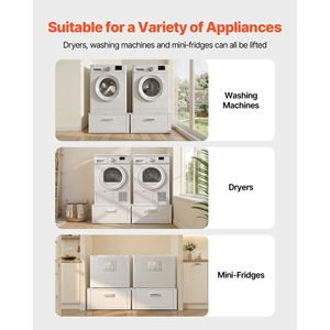 Movable <b>Laundry</b> Pedestal 14 Inch Height Heavy Duty Washer Dryer <b>Stand</b> with Drawer 700 Lbs Load Capacity Non Slip Feet - Product Image 2